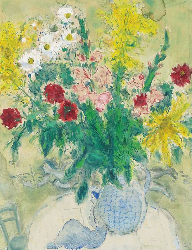 Marc CHAGALL - Fleurs dans un Vase Bleu | MasterArt